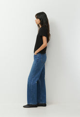 Denim Forum The Farrah Hi-Rise Wide Jean - VNTGE MD DARK BLUE