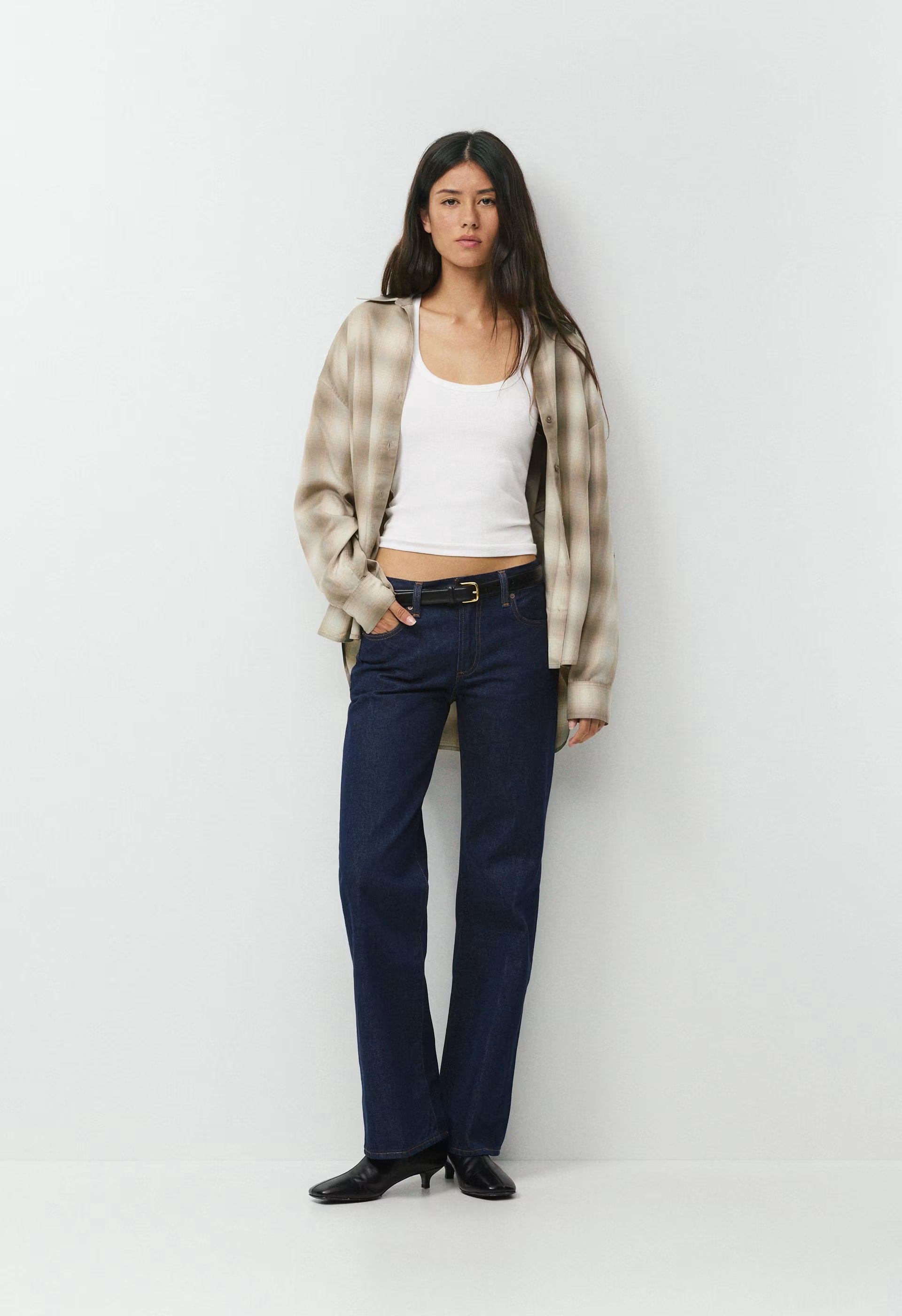 Denim Forum The Farrah Lo-Rise Wide Jean - BLACK EYELINER