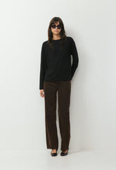 Denim Forum The Farrah Lo-Rise Wide Jean - ROOT BROWN