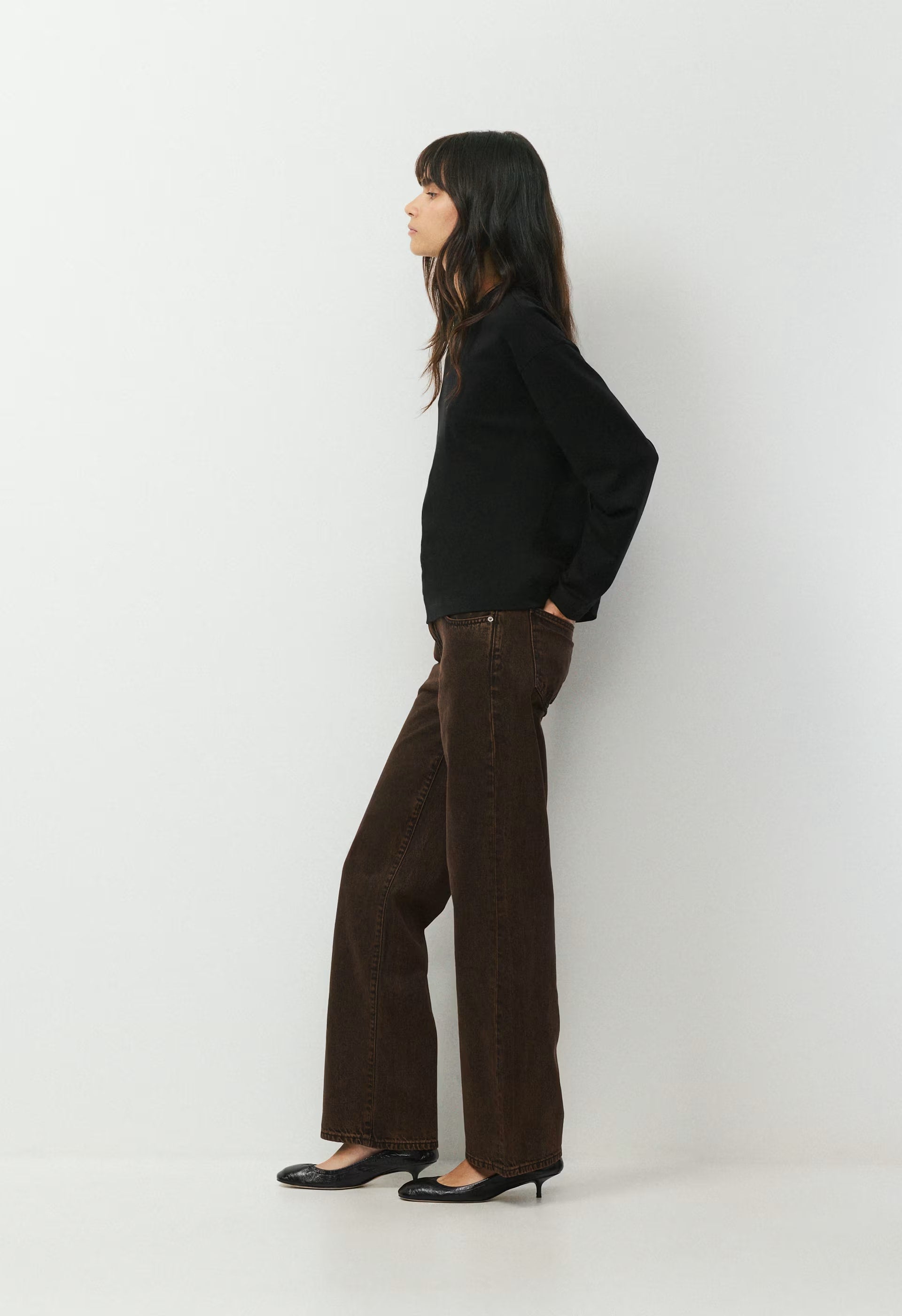 Denim Forum The Farrah Lo-Rise Wide Jean - ROOT BROWN