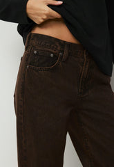 Denim Forum The Farrah Lo-Rise Wide Jean - ROOT BROWN