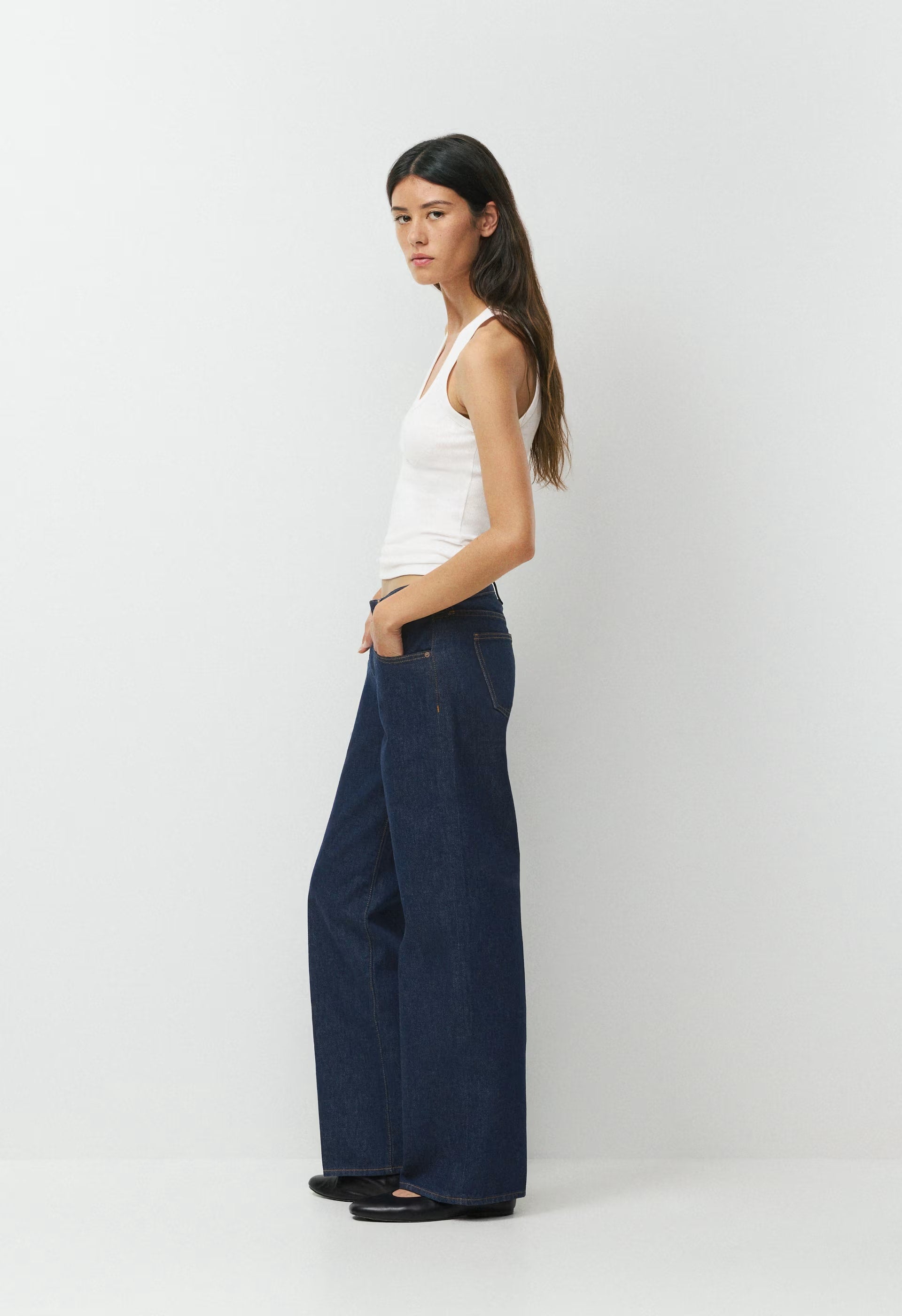 Denim Forum The ‘90s Relaxed Ultra Lo-Rise Wide Jean - NO-STRESS DARK BLUE
