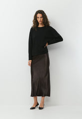 Slip Satin Maxi Skirt - RICH MOCHA BROWN