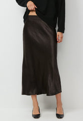 Slip Satin Maxi Skirt - RICH MOCHA BROWN