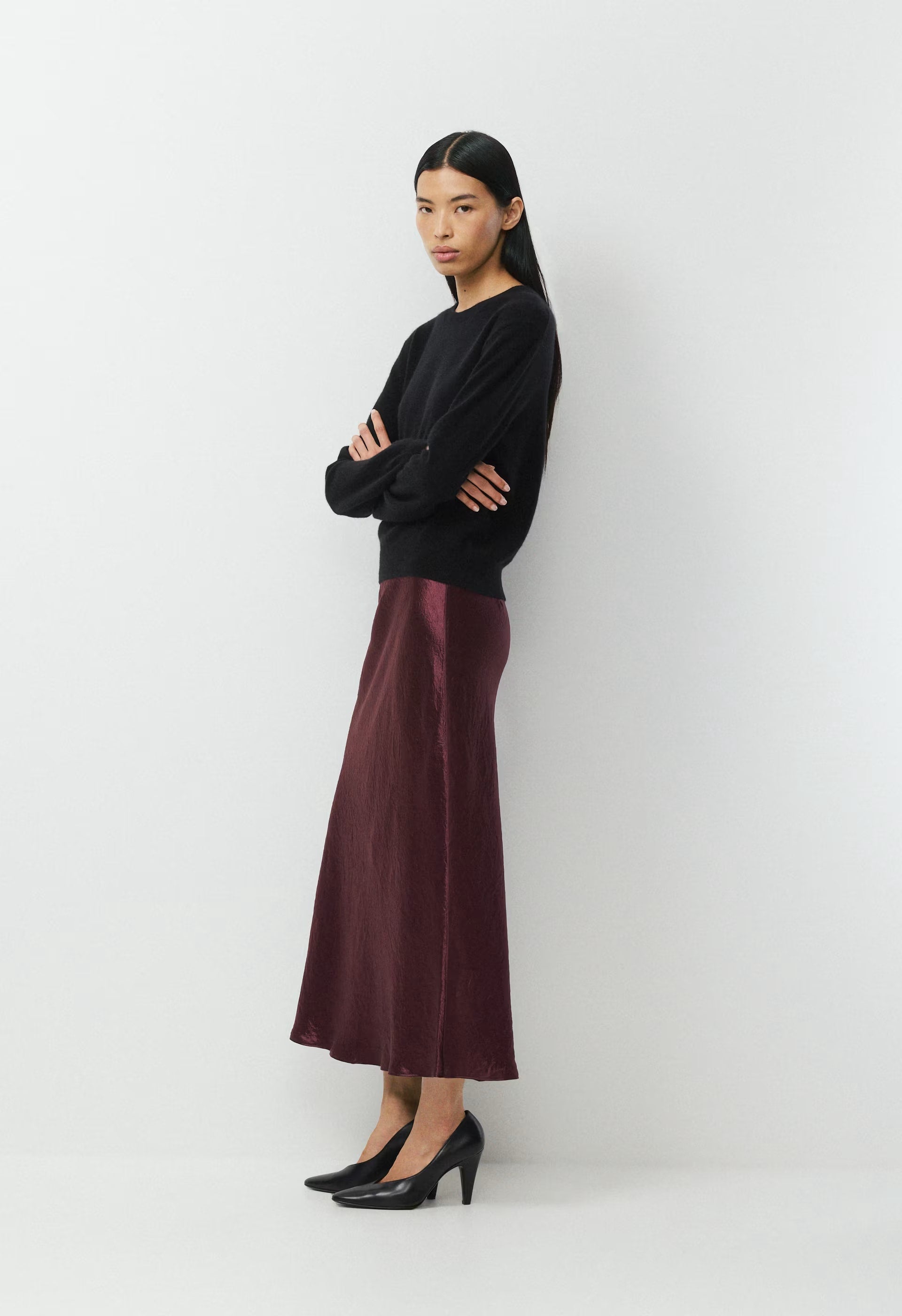 Slip Satin Maxi Skirt - GALA PLUM