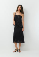 Henrietta Satin Skirt - BLACK/BLACK