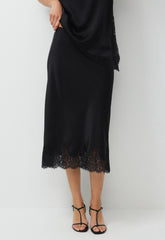 Henrietta Satin Skirt - BLACK/BLACK