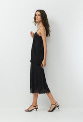 Henrietta Satin Skirt - BLACK/BLACK