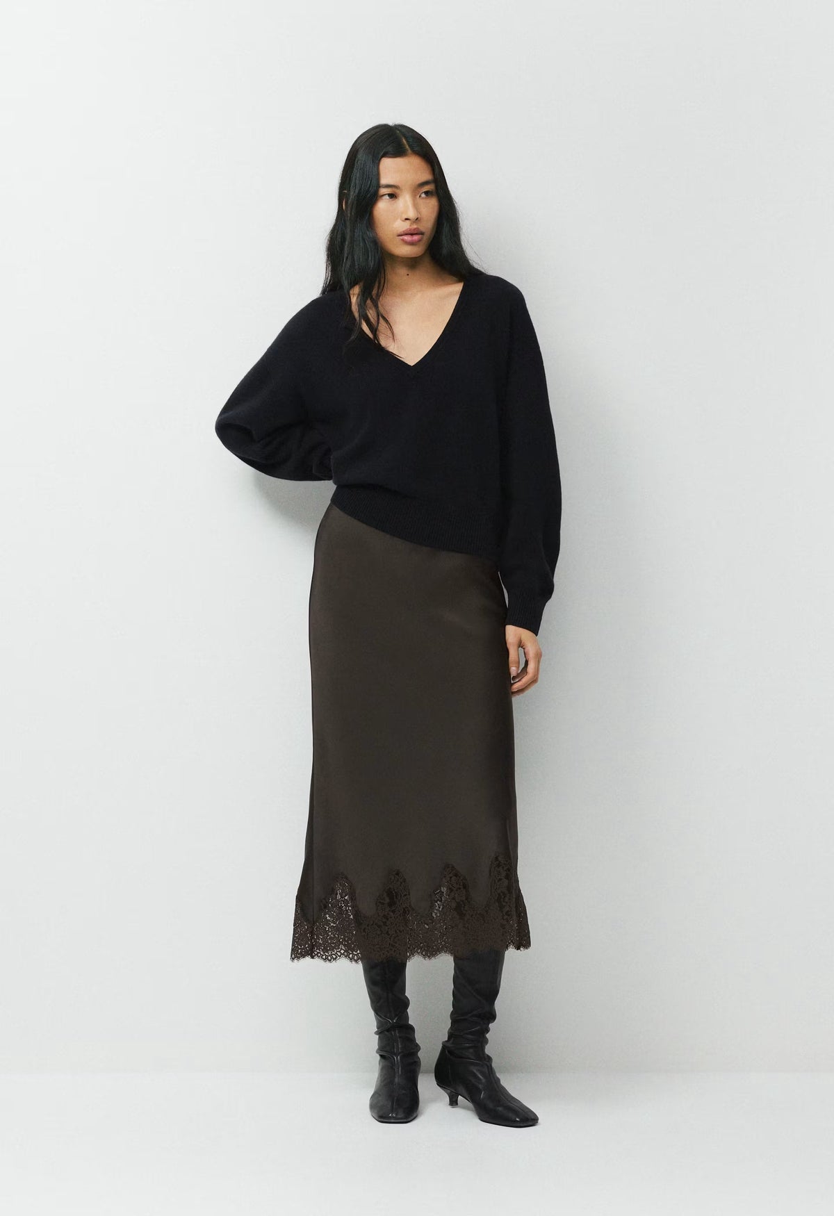 Henrietta Satin Skirt - CC N BROWN/CC NB BROWN