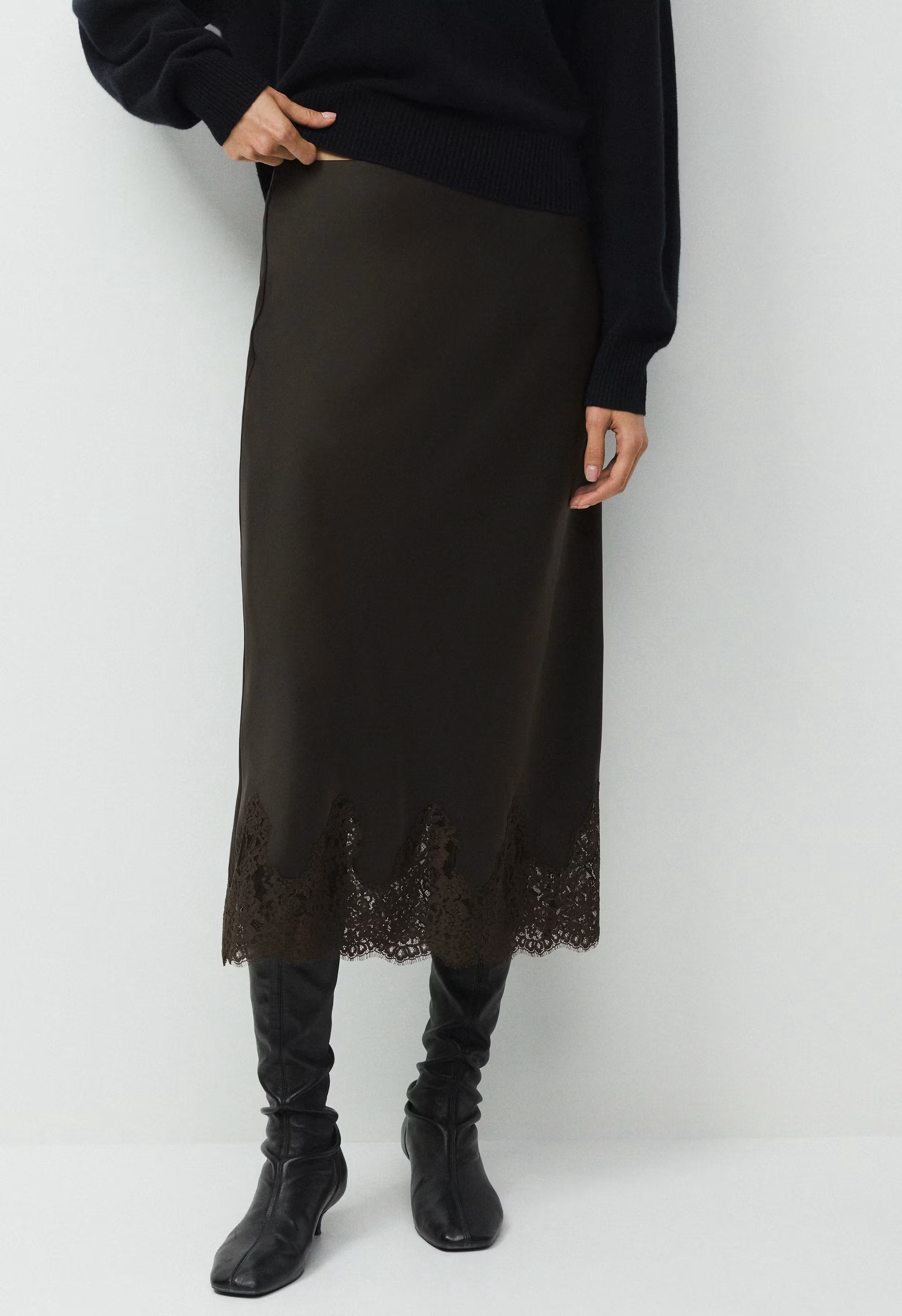 Henrietta Satin Skirt - CC N BROWN/CC NB BROWN