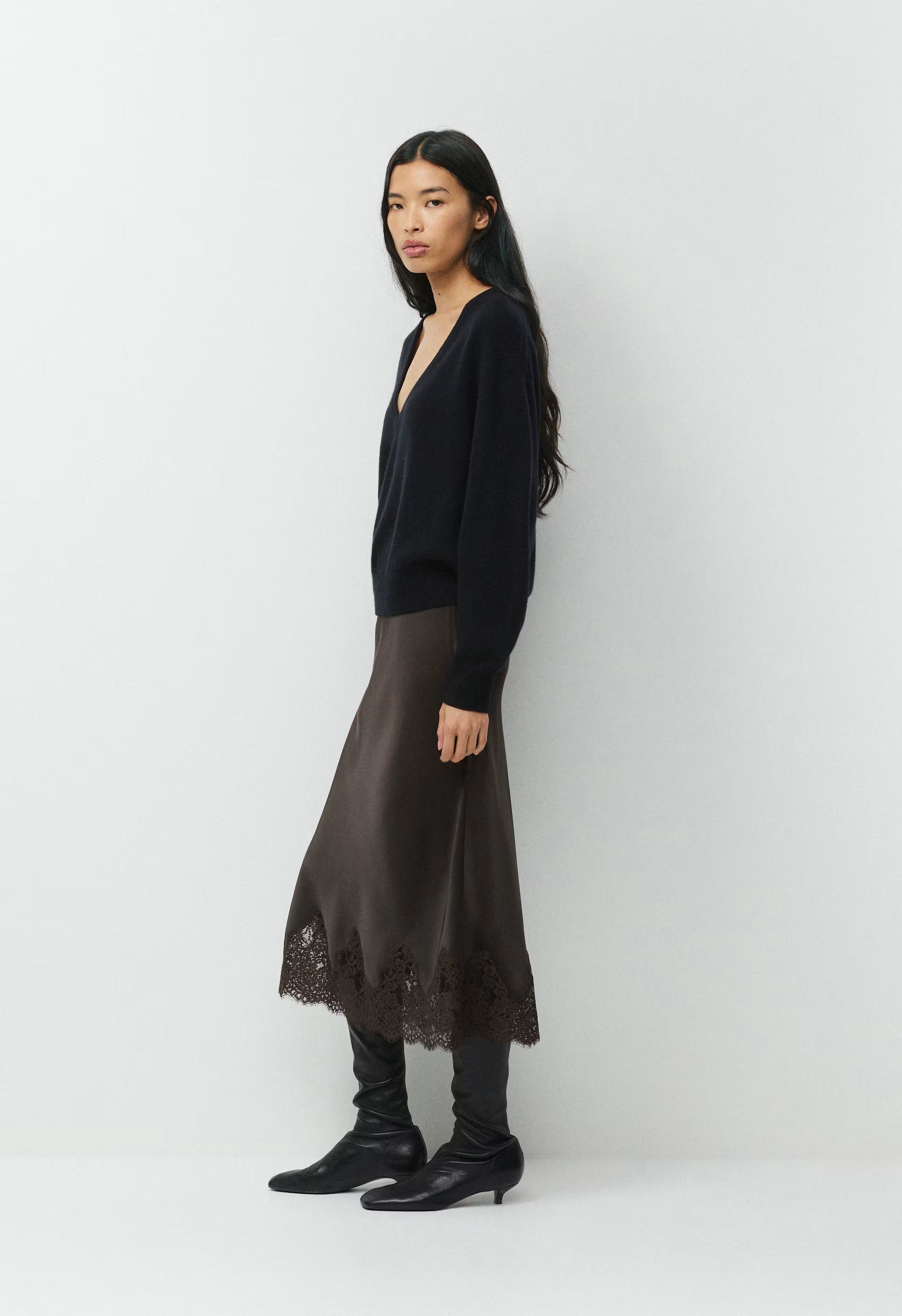 Henrietta Satin Skirt - CC N BROWN/CC NB BROWN