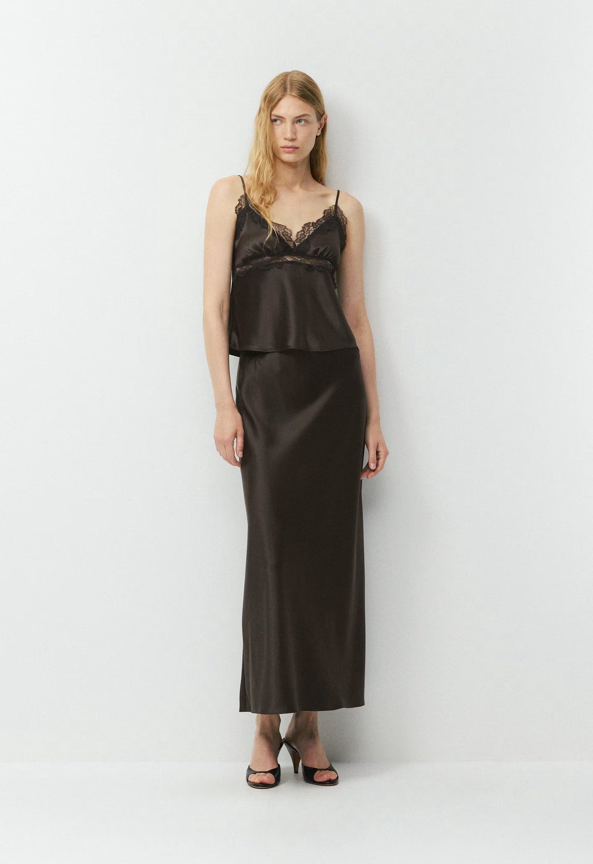 Capture Satin Skirt - CACAO NIB BROWN