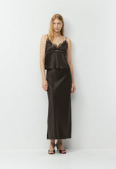 Capture Satin Skirt - CACAO NIB BROWN