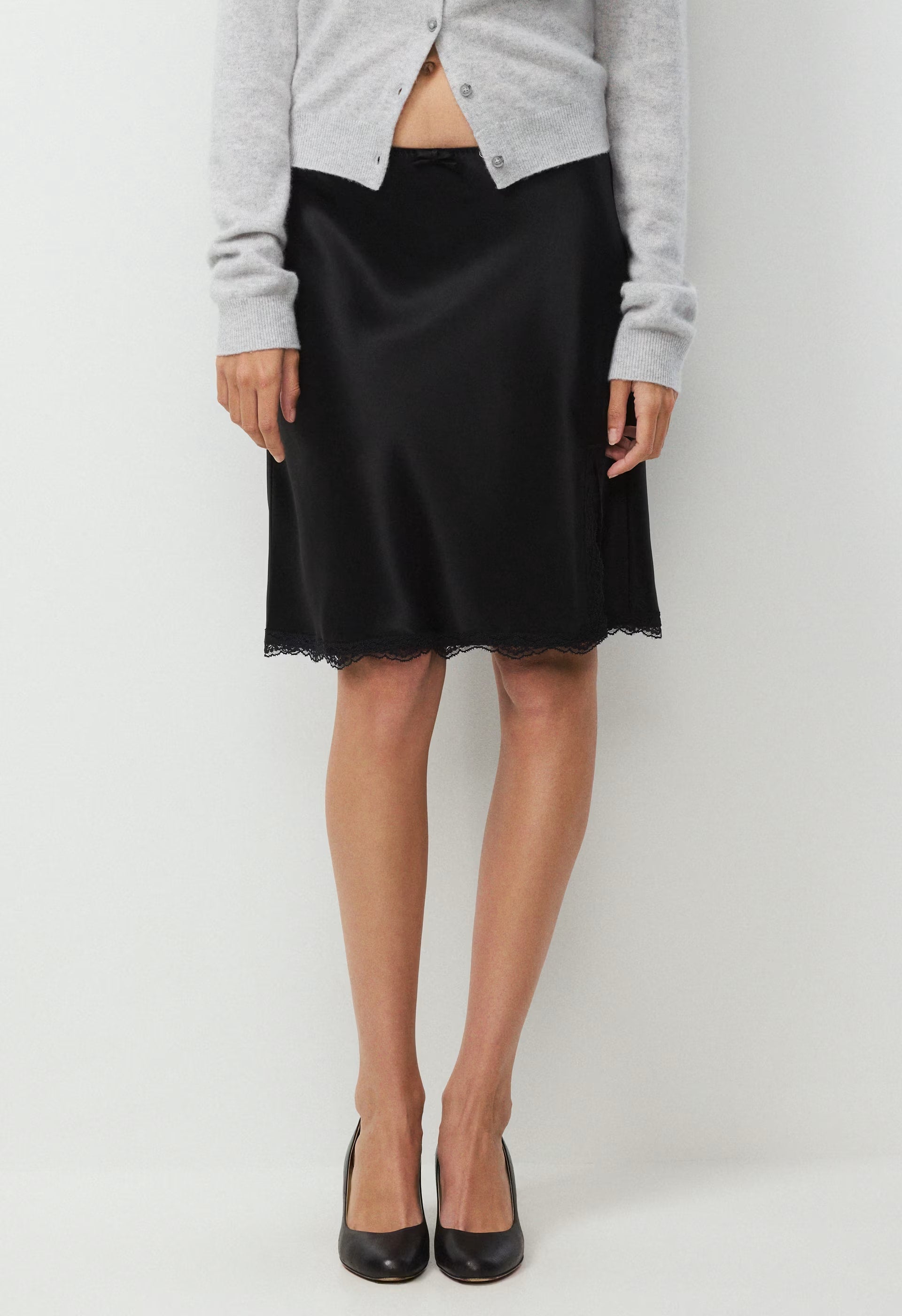 Felicity Satin Skirt - BLACK