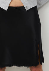 Felicity Satin Skirt - BLACK