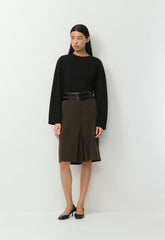 Optics Skirt - Sway Crepe - DARK COFFEE
