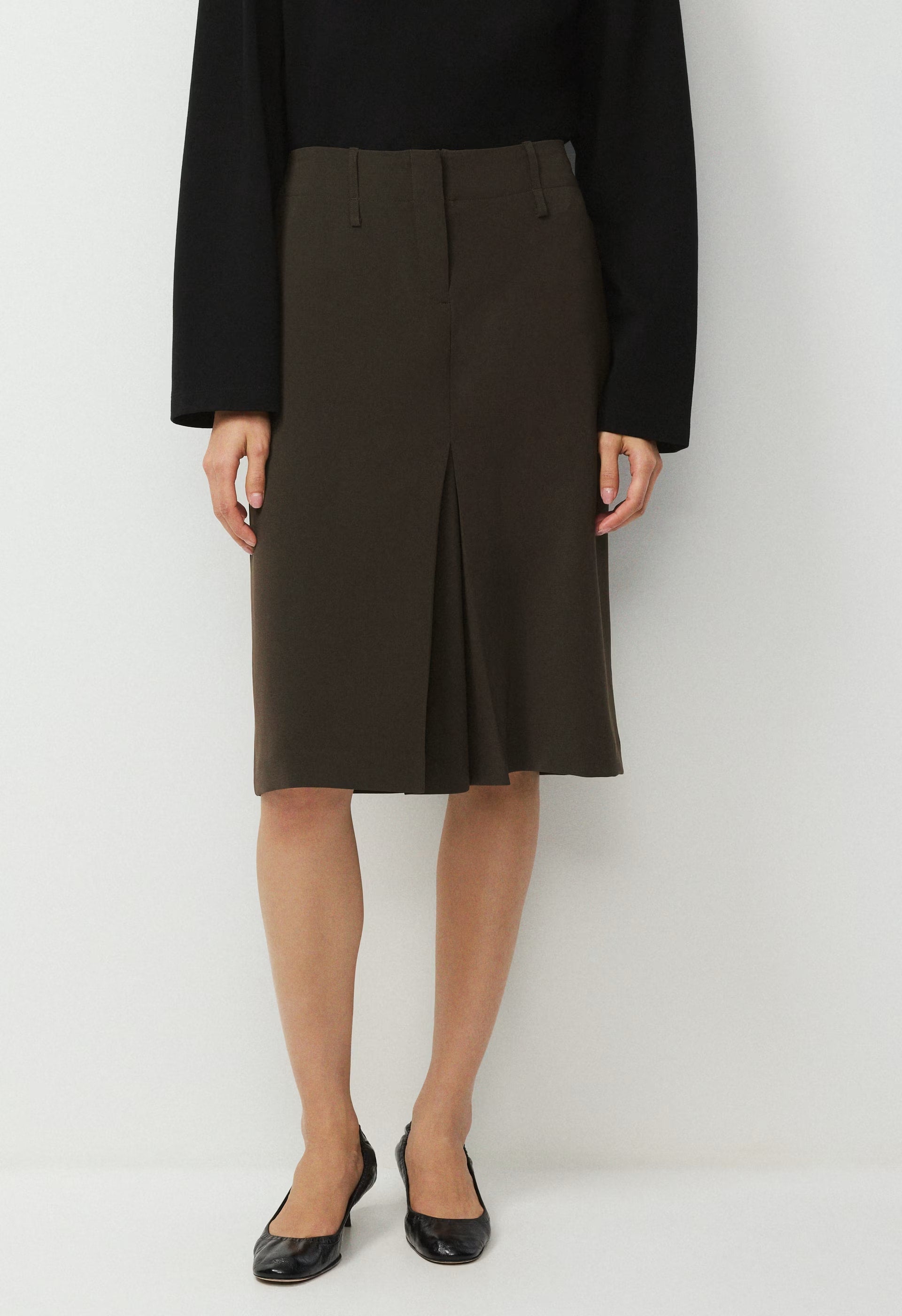 Optics Skirt - Sway Crepe - DARK COFFEE