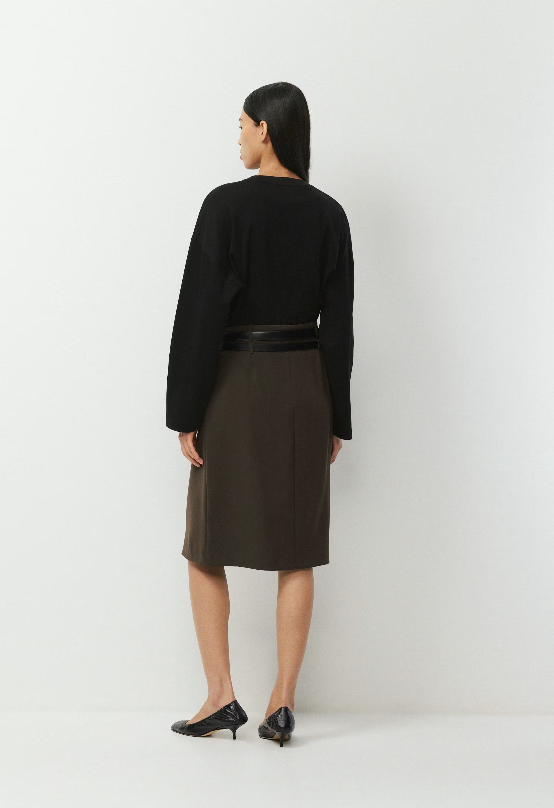 Optics Skirt - Sway Crepe - DARK COFFEE