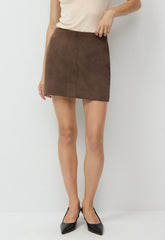 Petra Skirt - Suede - DARK CHOCOLATE