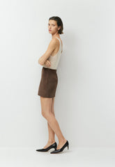 Petra Skirt - Suede - DARK CHOCOLATE