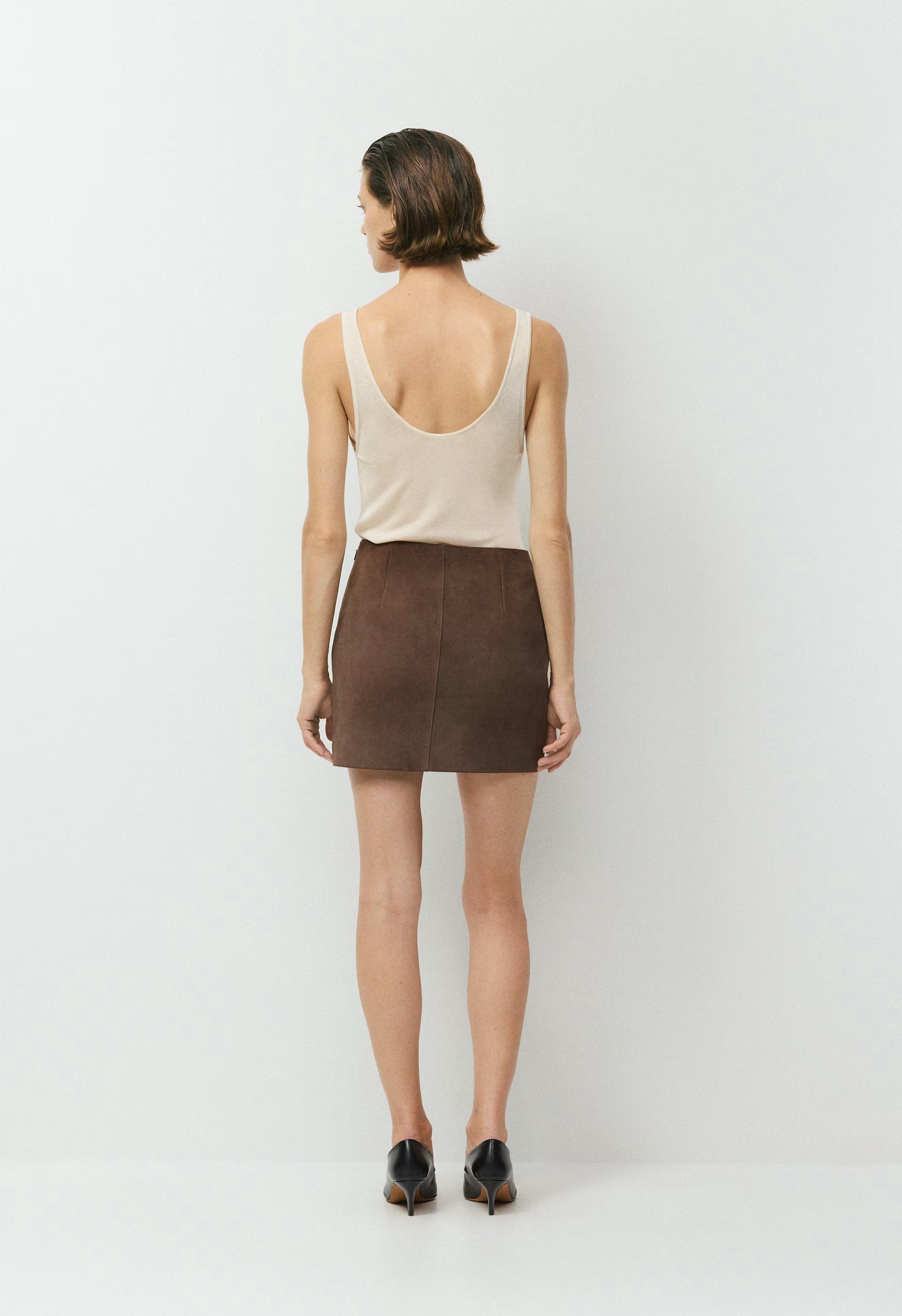 Petra Skirt - Suede - DARK CHOCOLATE