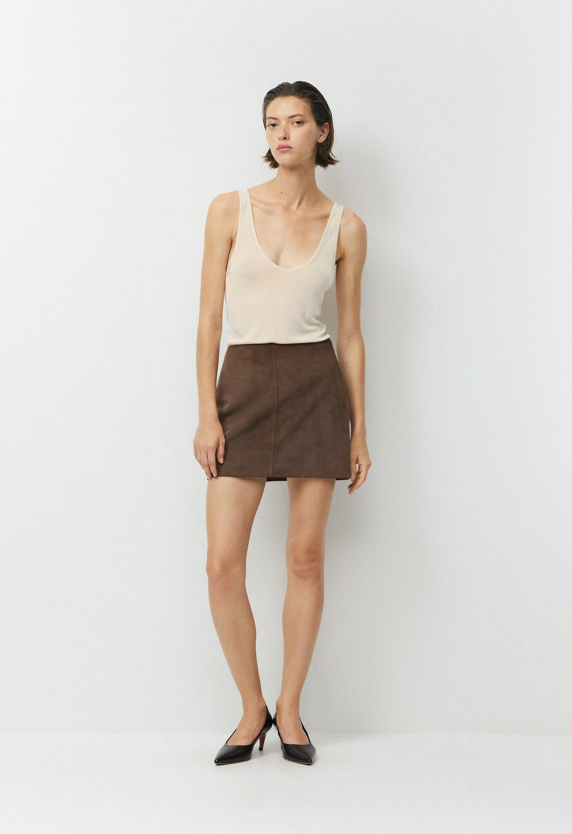 Petra Skirt - Suede - DARK CHOCOLATE