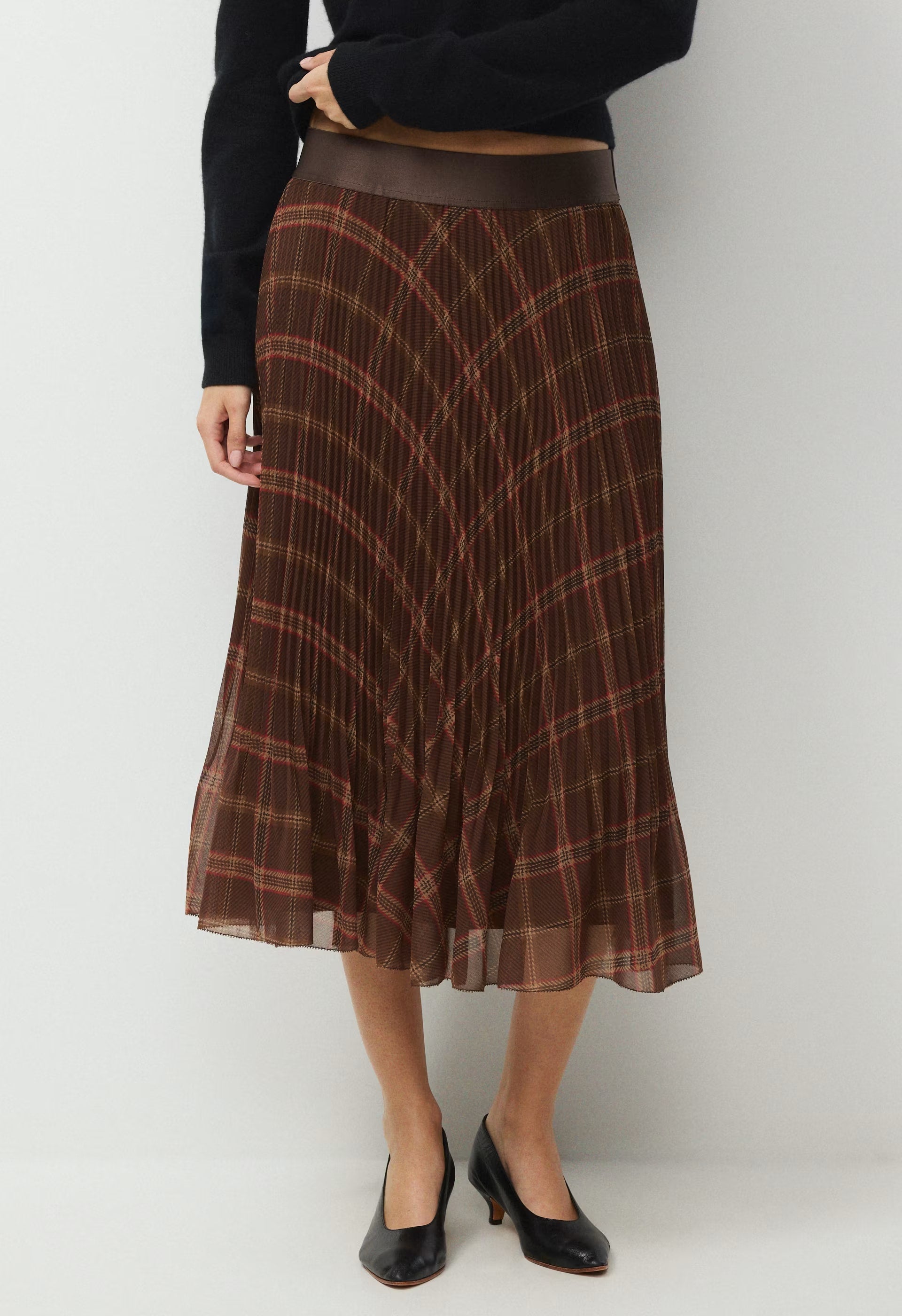 Twirl Skirt - DARK BROWN/RED