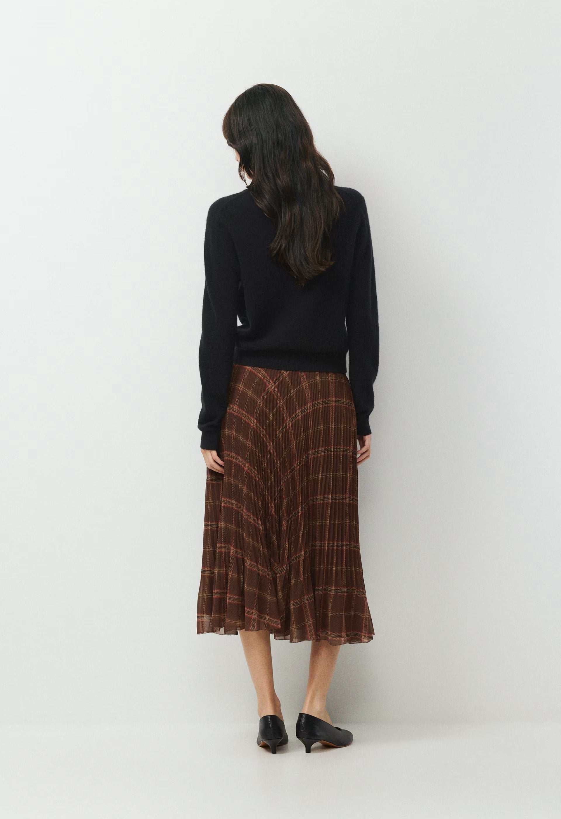 Twirl Skirt - DARK BROWN/RED