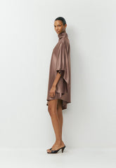 Fan Satin Dress - DUSTY MAUVE