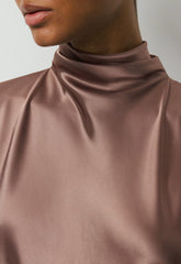 Fan Satin Dress - DUSTY MAUVE