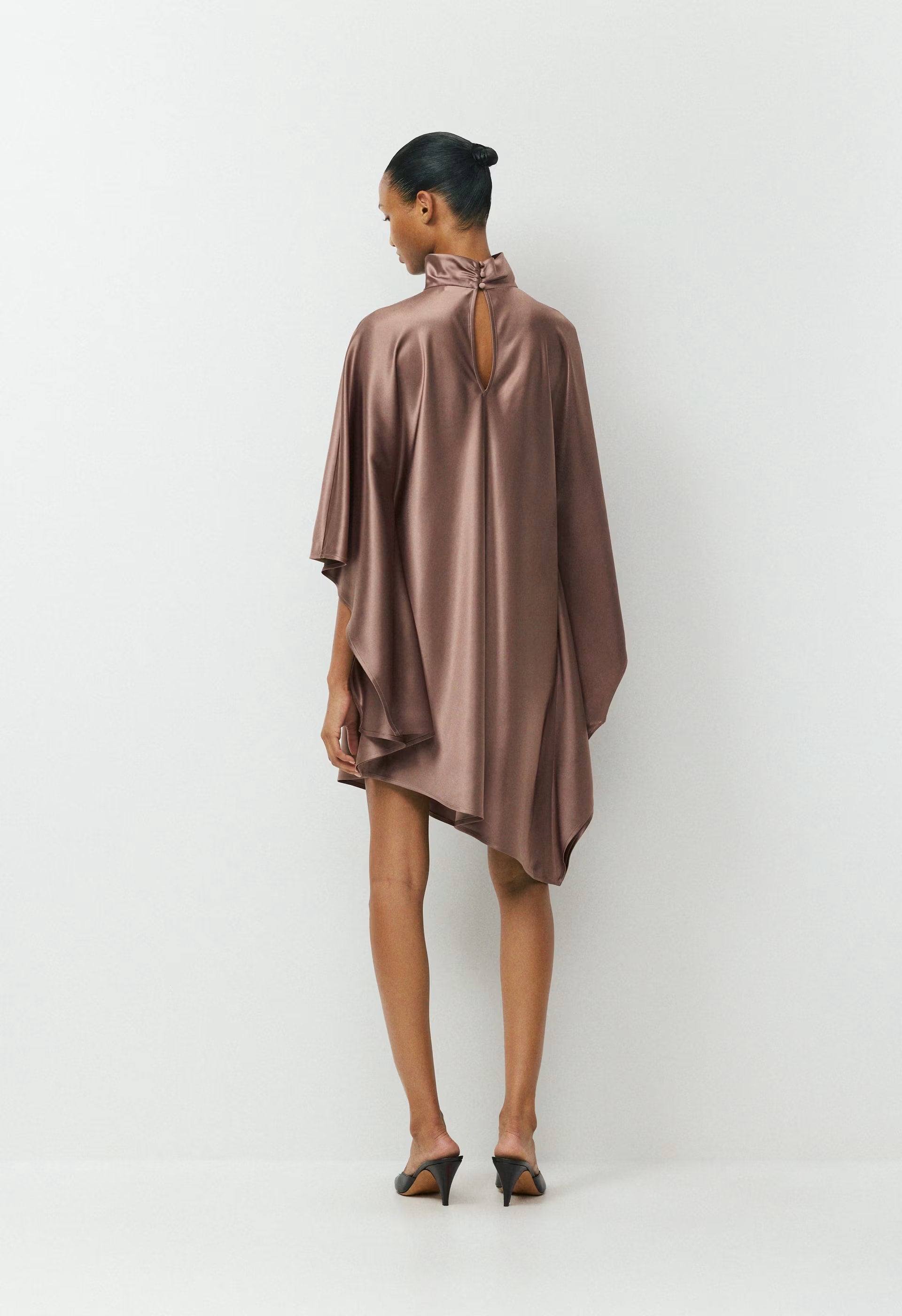 Fan Satin Dress - DUSTY MAUVE
