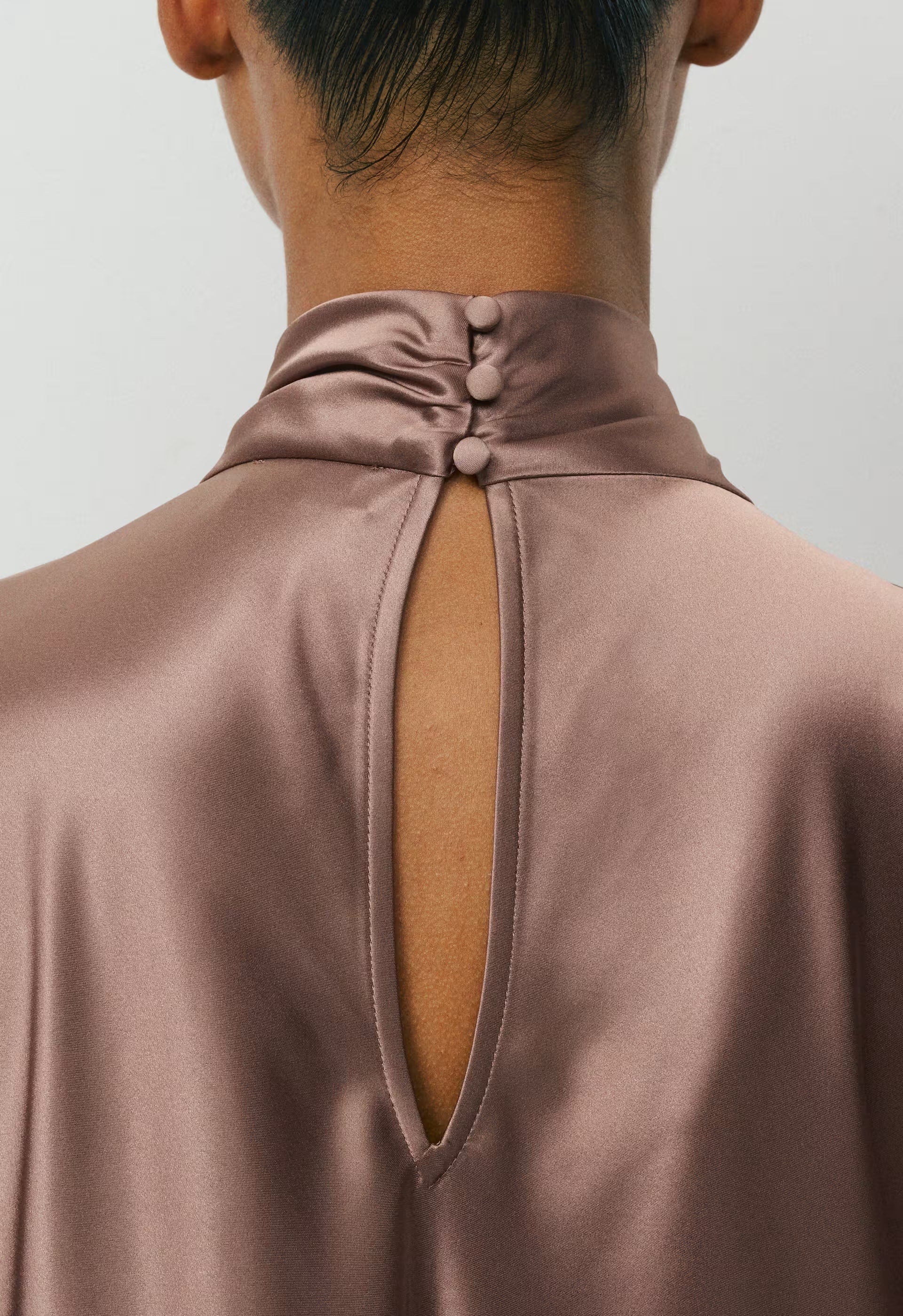 Fan Satin Dress - DUSTY MAUVE