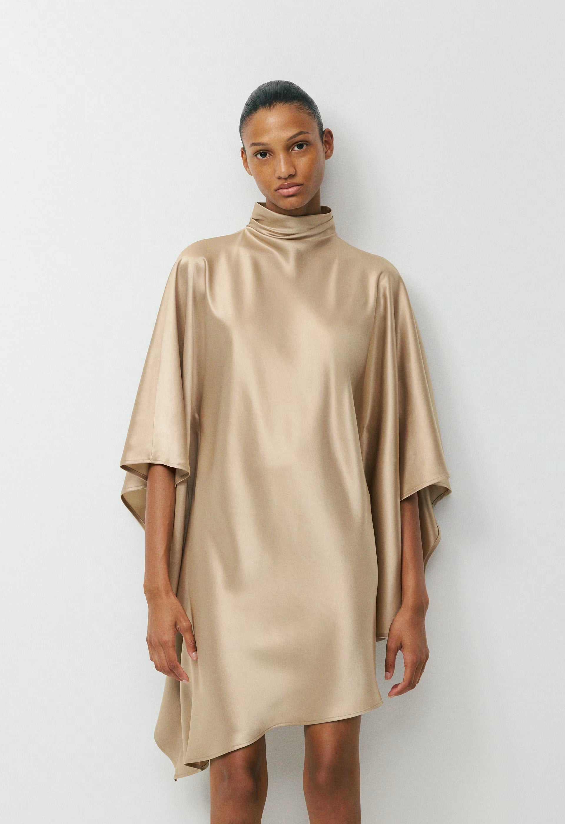 Fan Satin Dress - MARCONA BEIGE