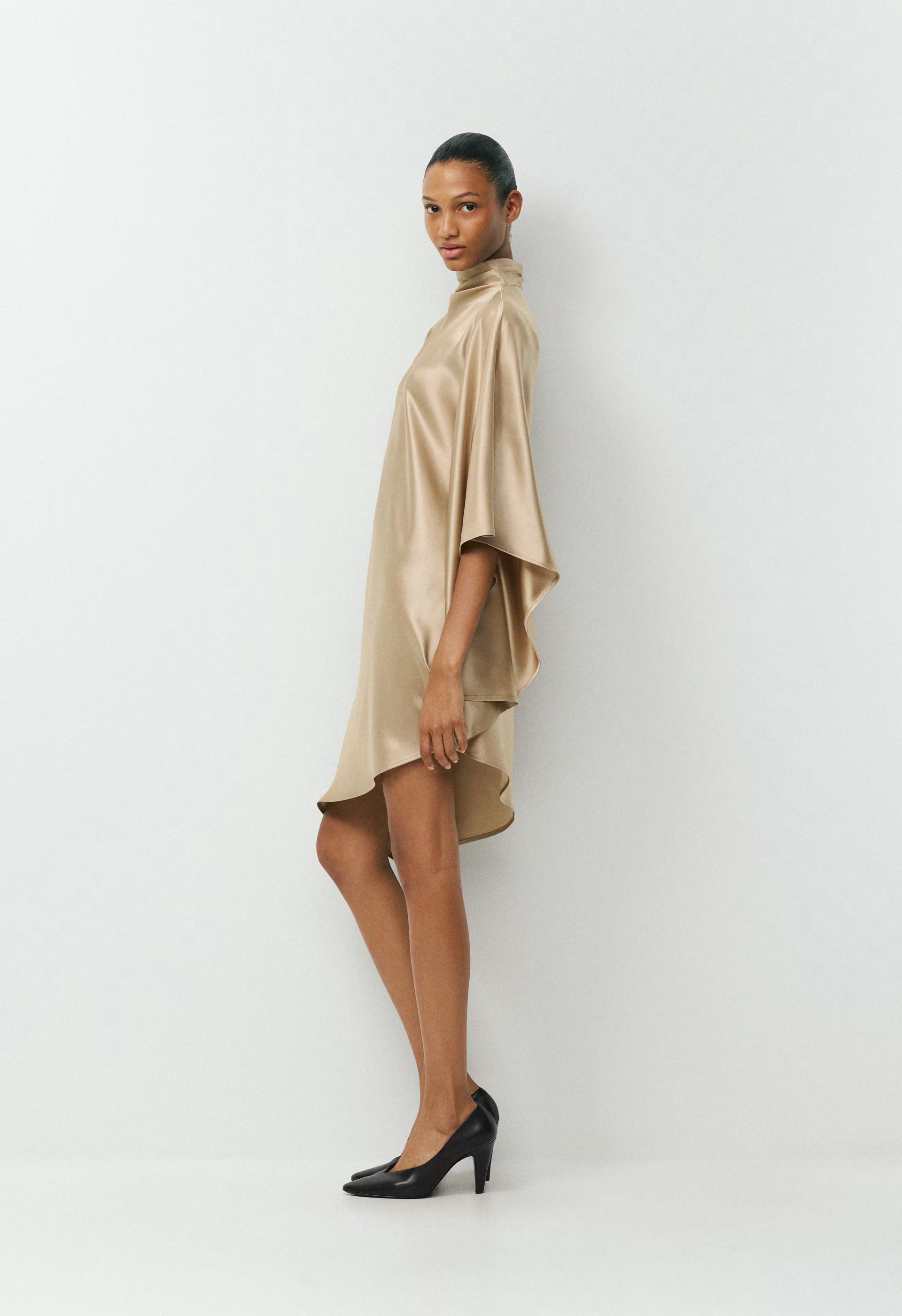 Fan Satin Dress - MARCONA BEIGE