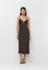Duskfall Satin Dress - RICH MOCHA BROWN