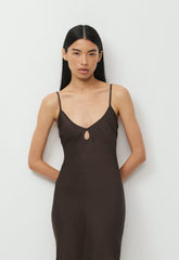 Duskfall Satin Dress - RICH MOCHA BROWN