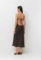 Duskfall Satin Dress - RICH MOCHA BROWN