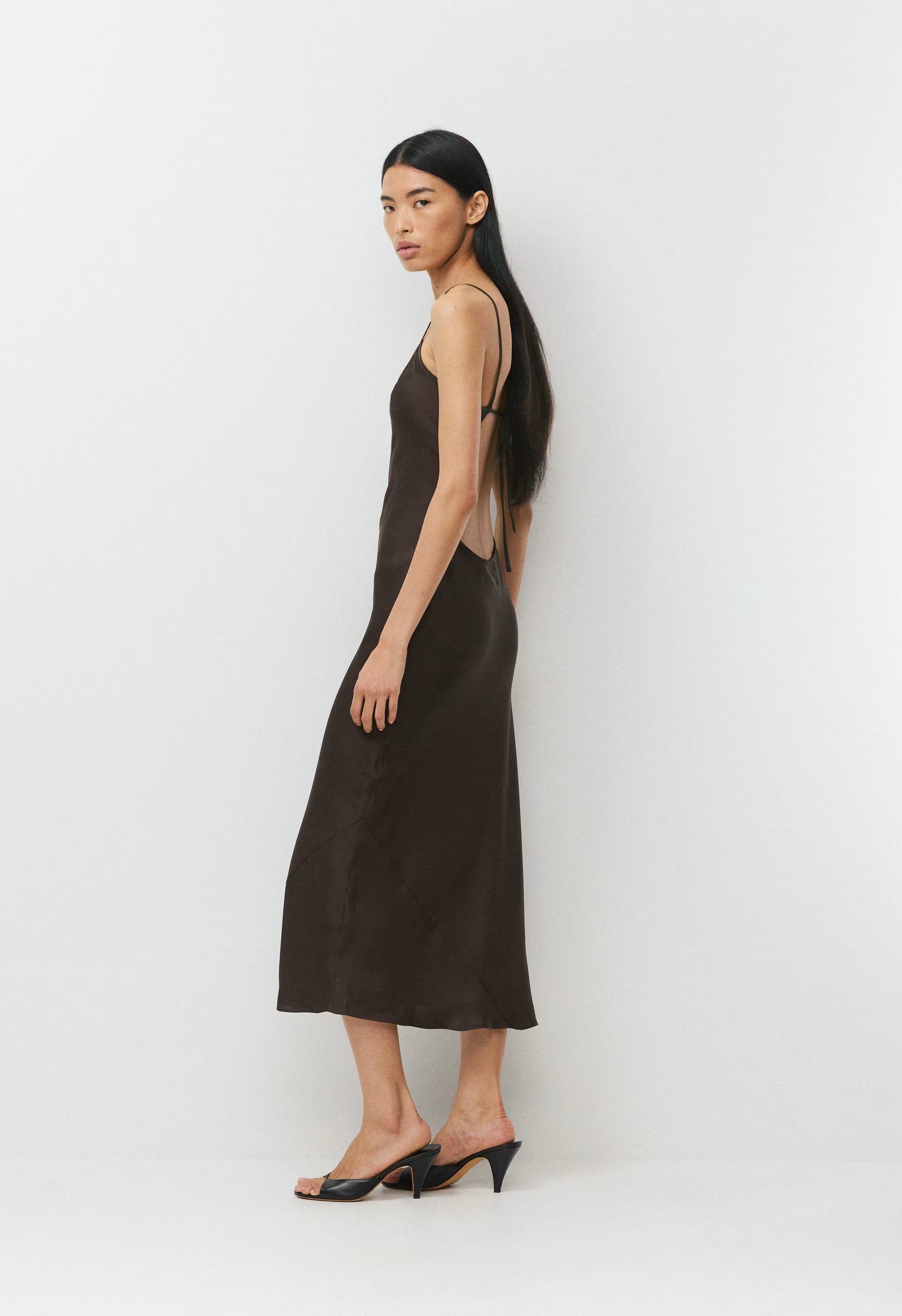Duskfall Satin Dress - RICH MOCHA BROWN