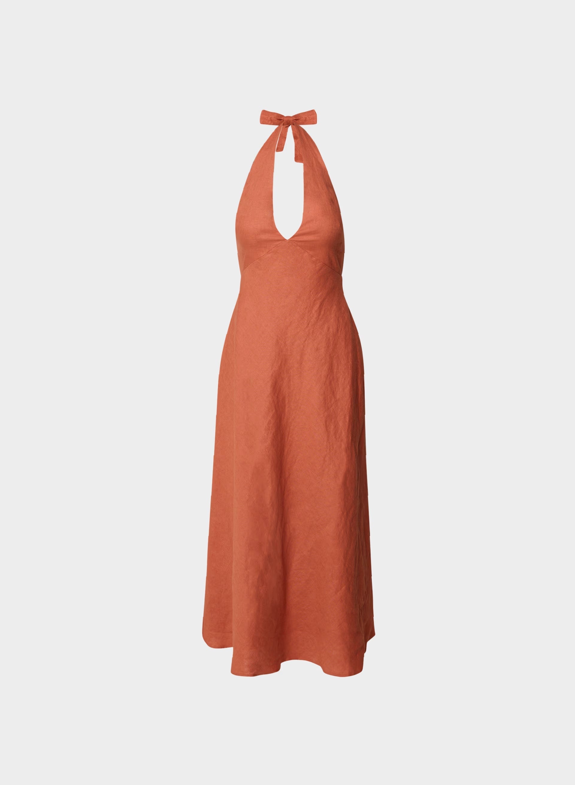 Nightscape Linen Halter Dress - MARINER TERRACOTTA