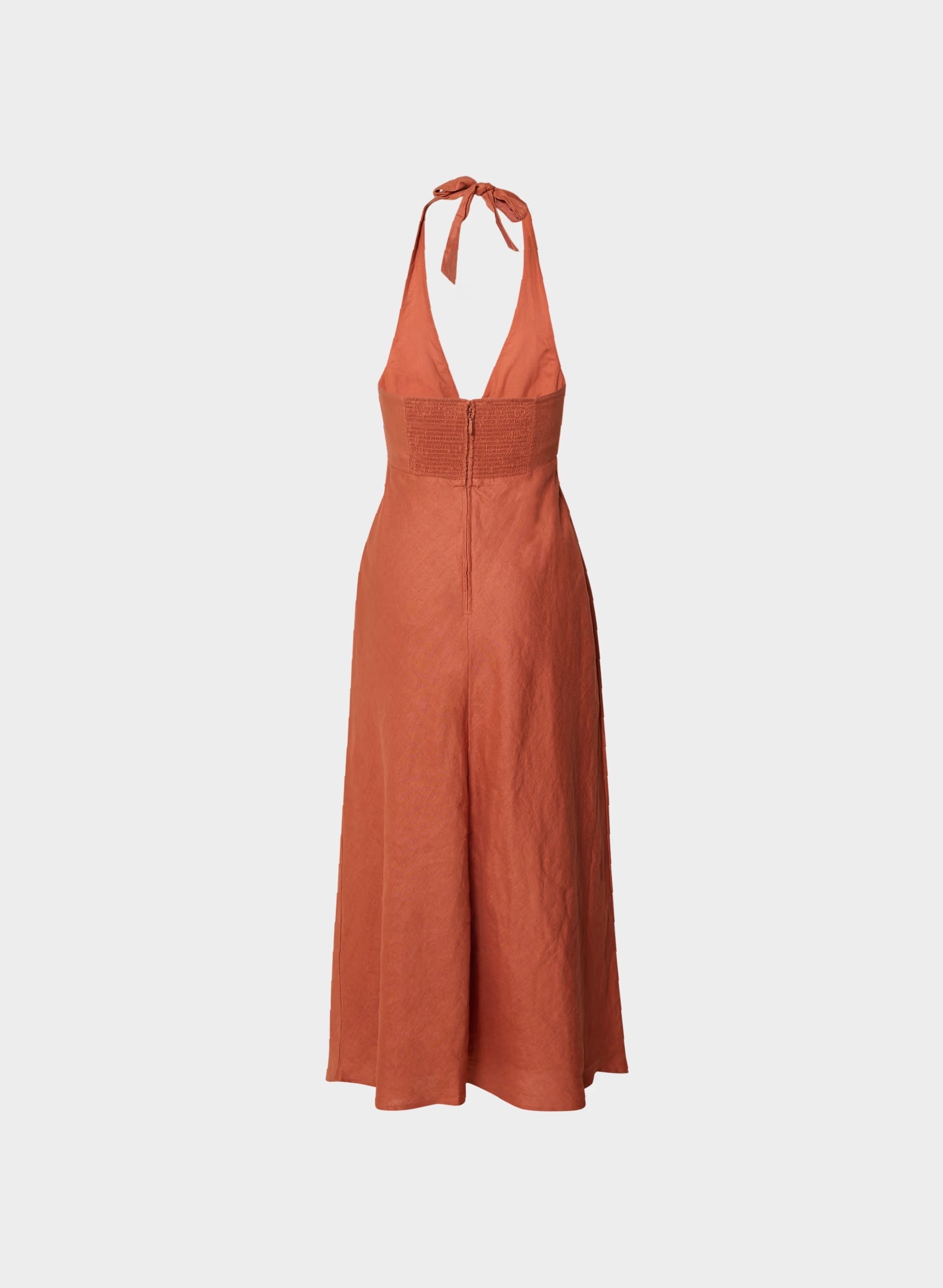 Nightscape Linen Halter Dress - MARINER TERRACOTTA