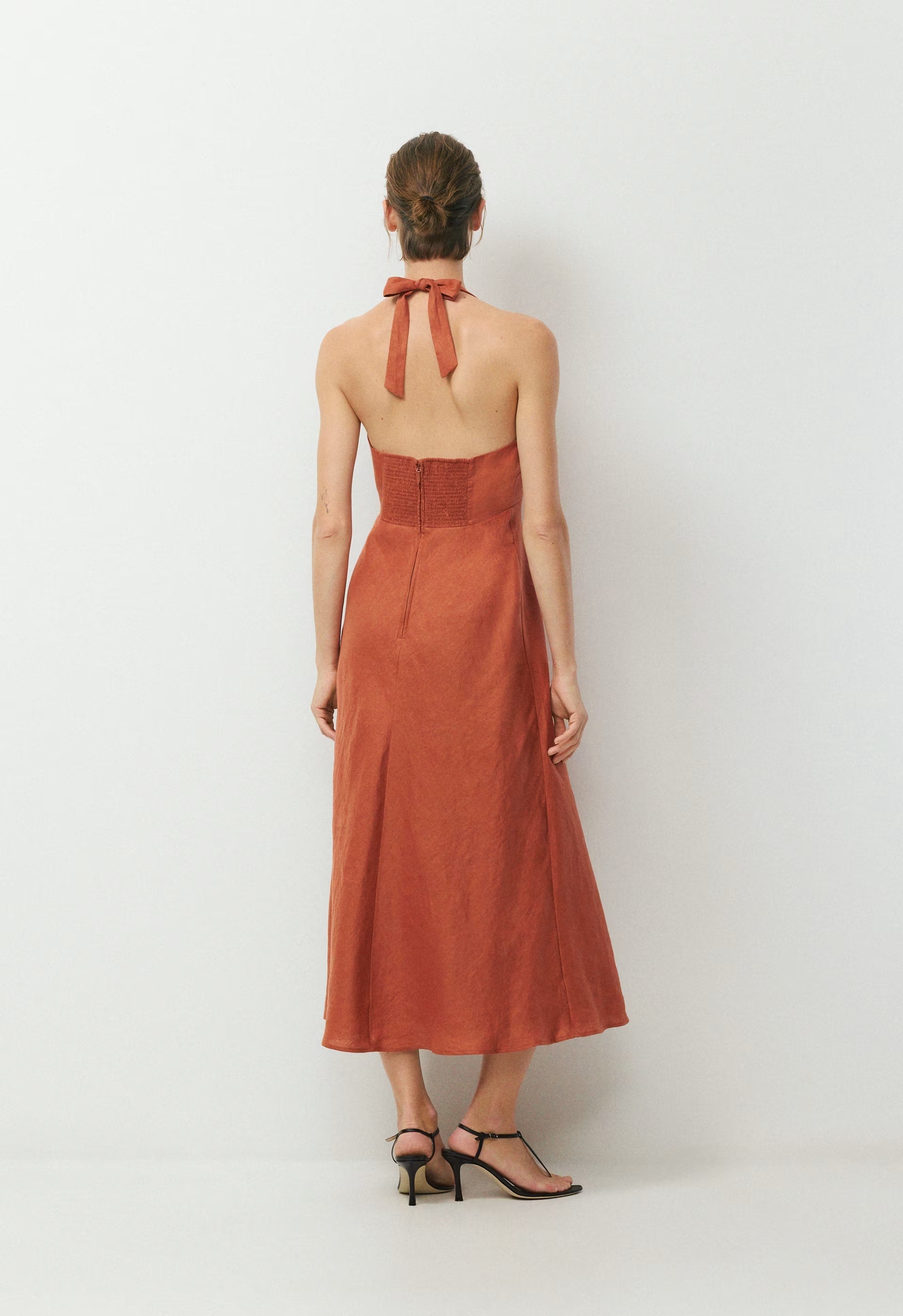 Nightscape Linen Halter Dress - WHITE/ ADMIRAL