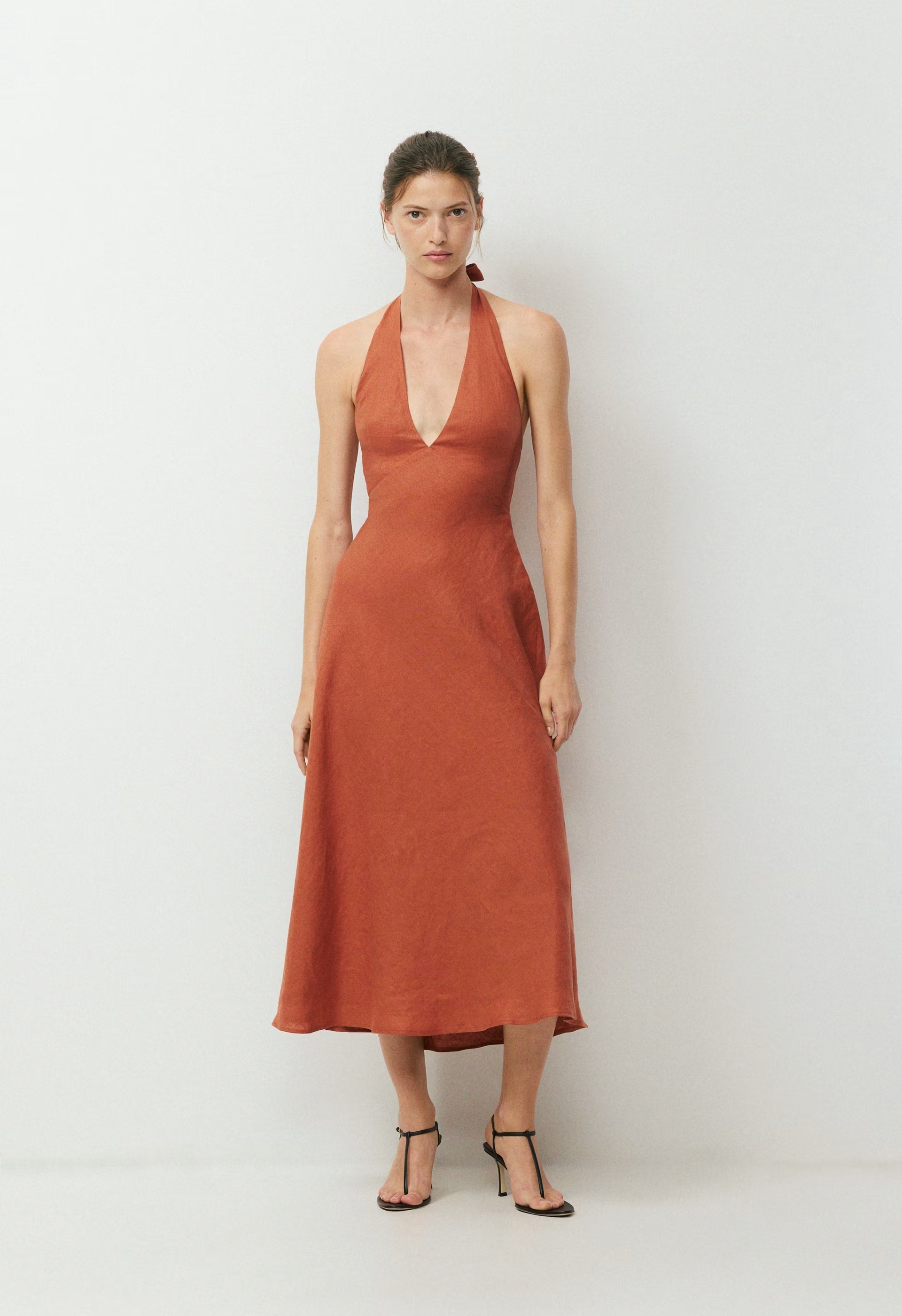 Nightscape Linen Halter Dress - MARINER TERRACOTTA