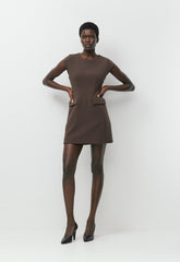 FigureKnit™ Priestly Dress - RICH MOCHA BROWN