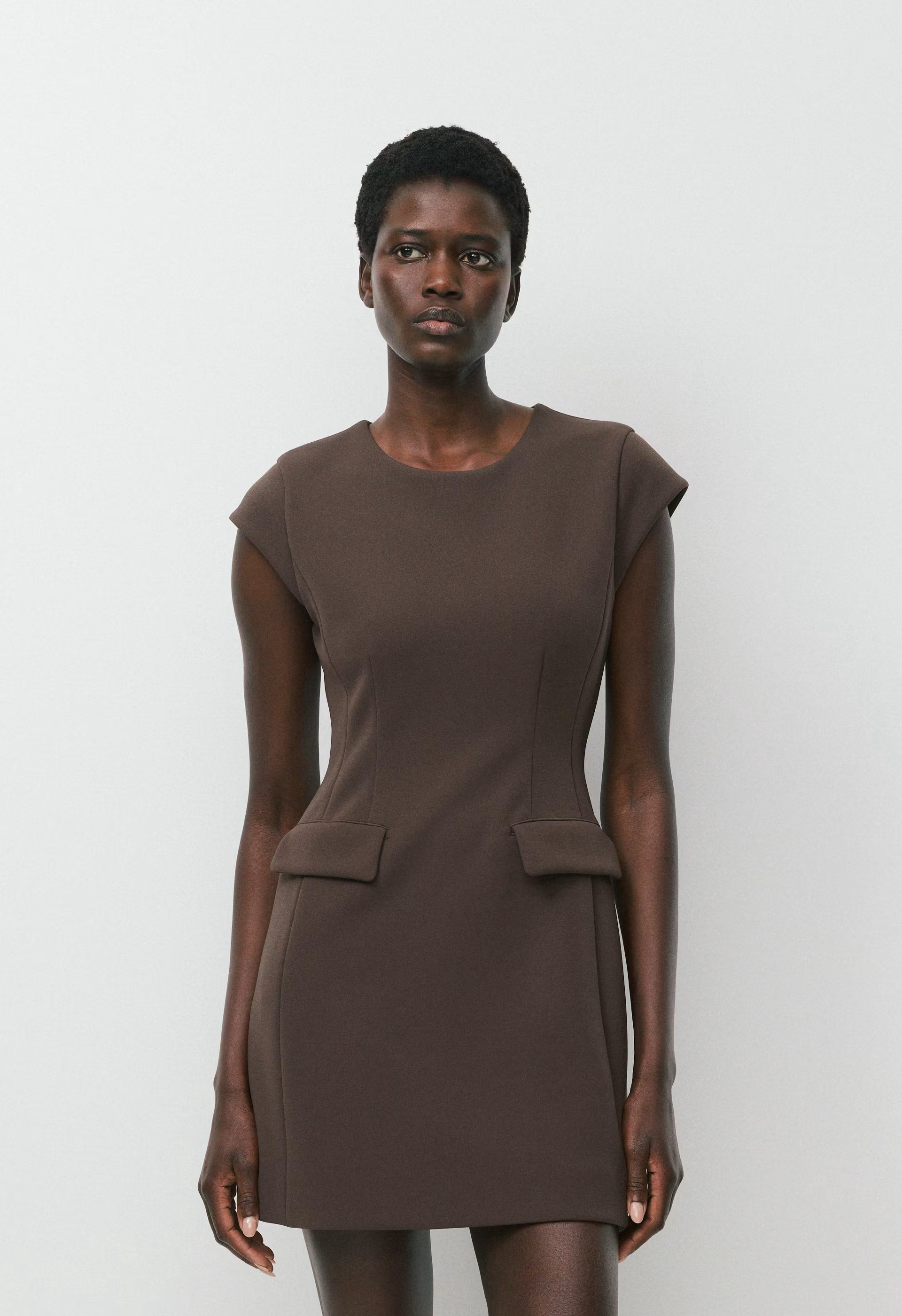 FigureKnit™ Priestly Dress - RICH MOCHA BROWN