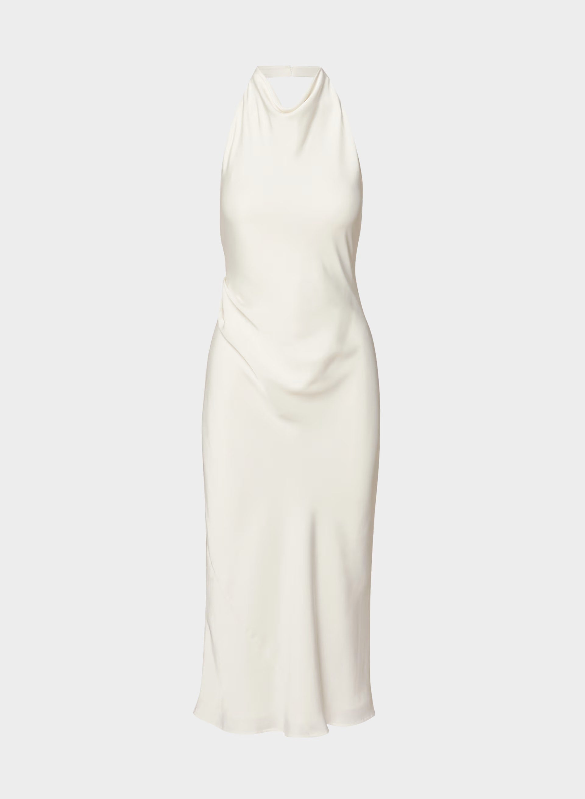Audience Satin Maxi Halter Dress - LIGHT BIRCH