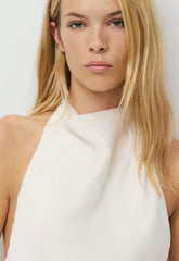 Audience Satin Maxi Halter Dress - LIGHT BIRCH