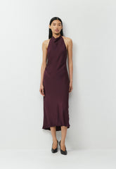 Audience Satin Maxi Halter Dress - CARDAMON
