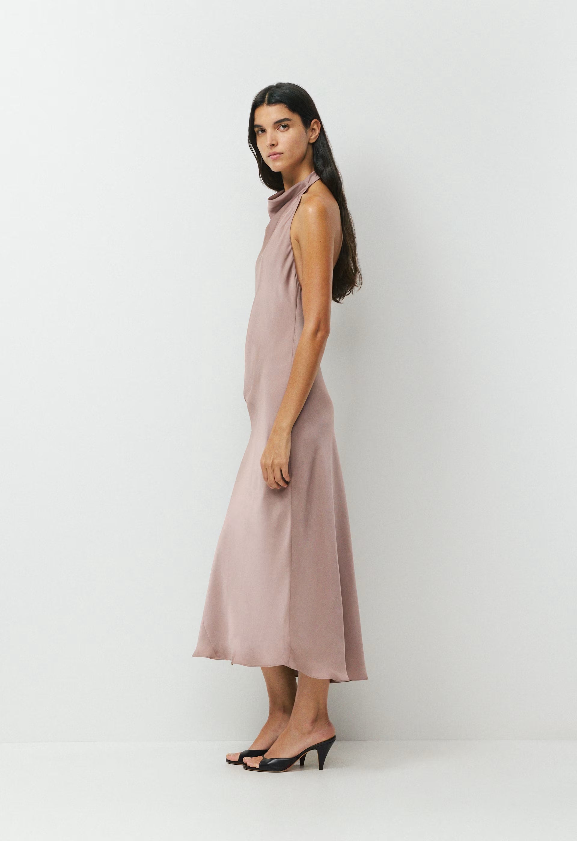 Audience Satin Maxi Halter Dress - DUSTY MAUVE