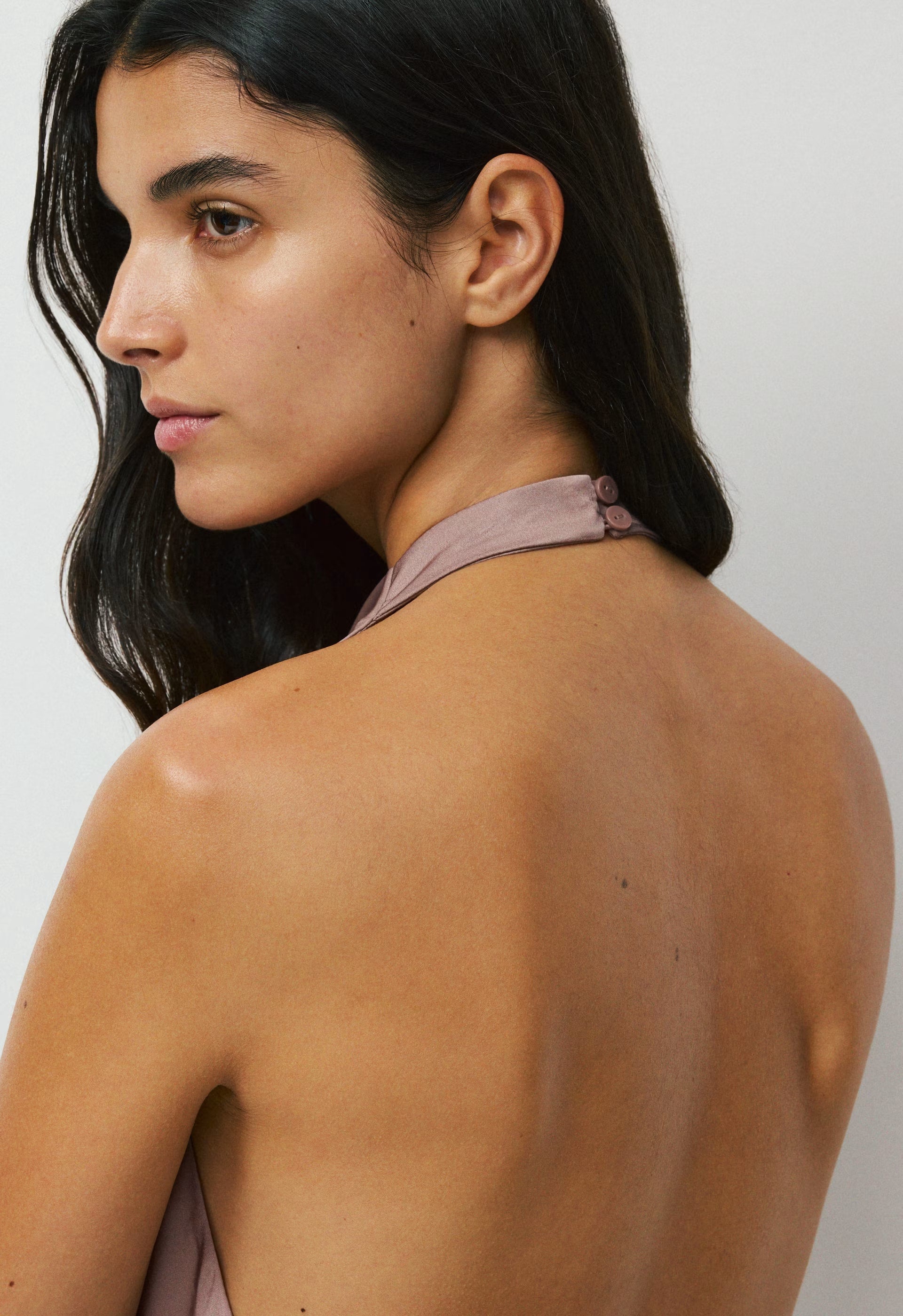Audience Satin Maxi Halter Dress - DUSTY MAUVE