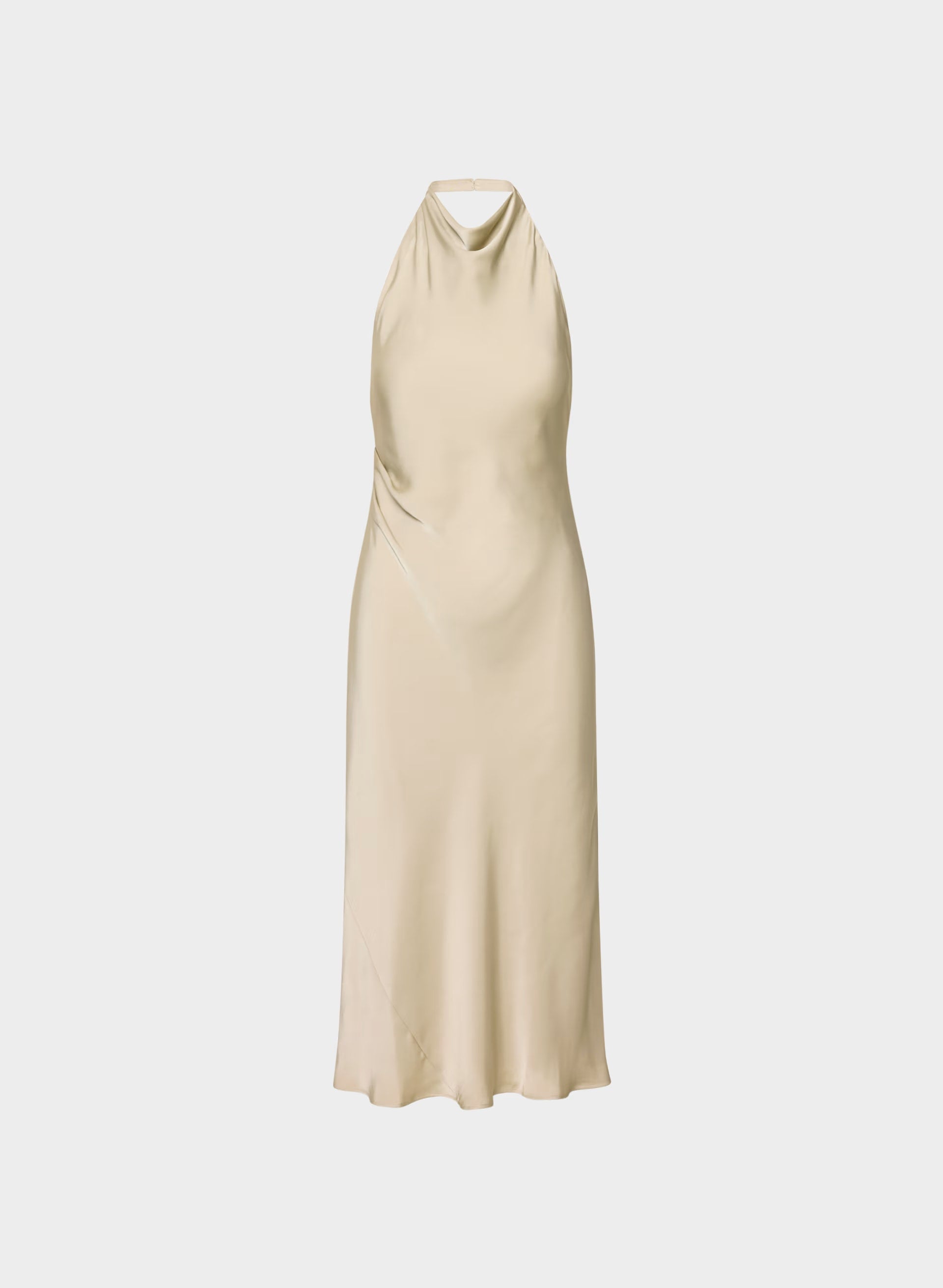 Audience Satin Maxi Halter Dress - MARCONA BEIGE